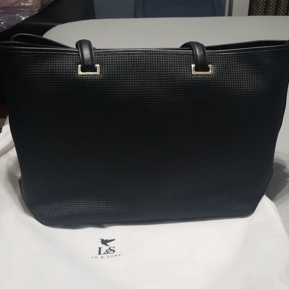 Lo & Sons Perforated Black Laptop Bag